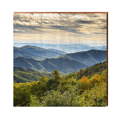 Blue Ridge Mountains Wooden Sign | Wall Art Print on Real Wood | Rustic Lodge Cabin Decor