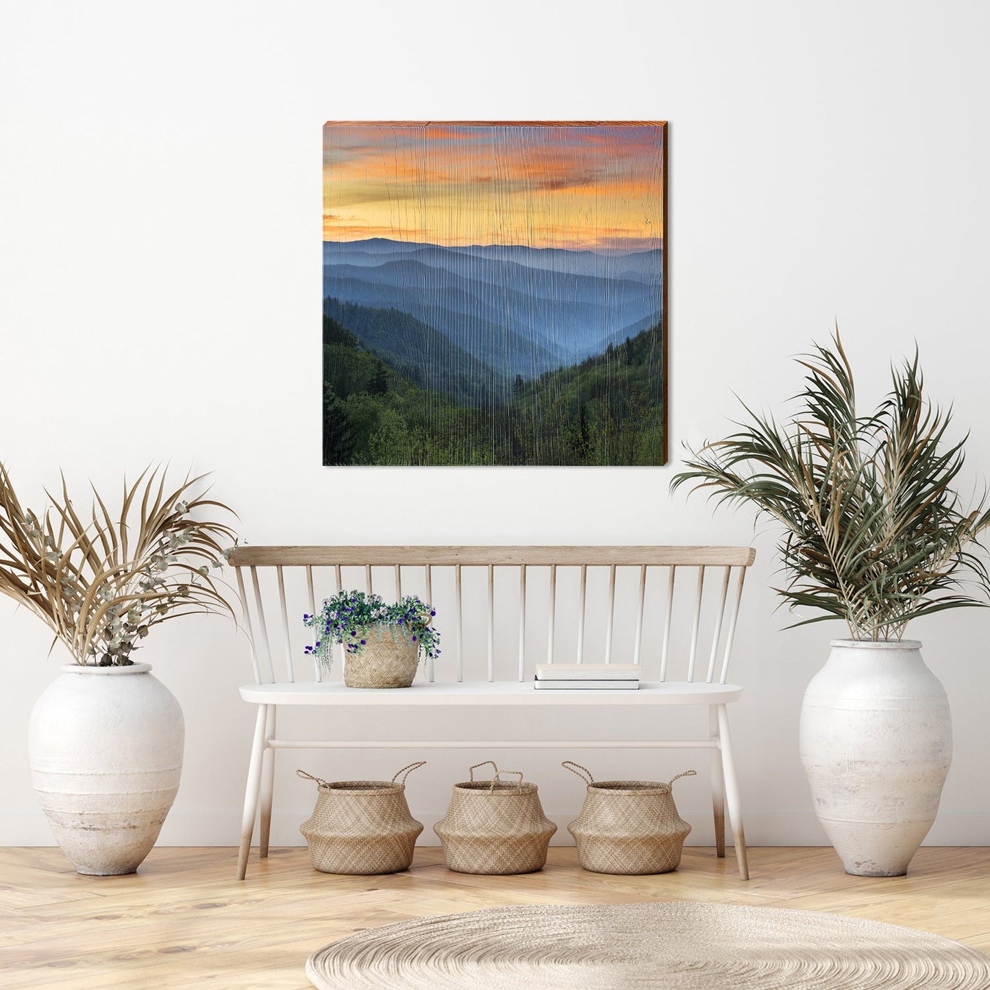 Blue Ridge Mountains | Wall Art Print on Real Wood