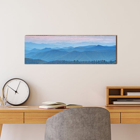 Blue Ridge Mountains | Wooden Sign | Wall Art Print on Real Wood 