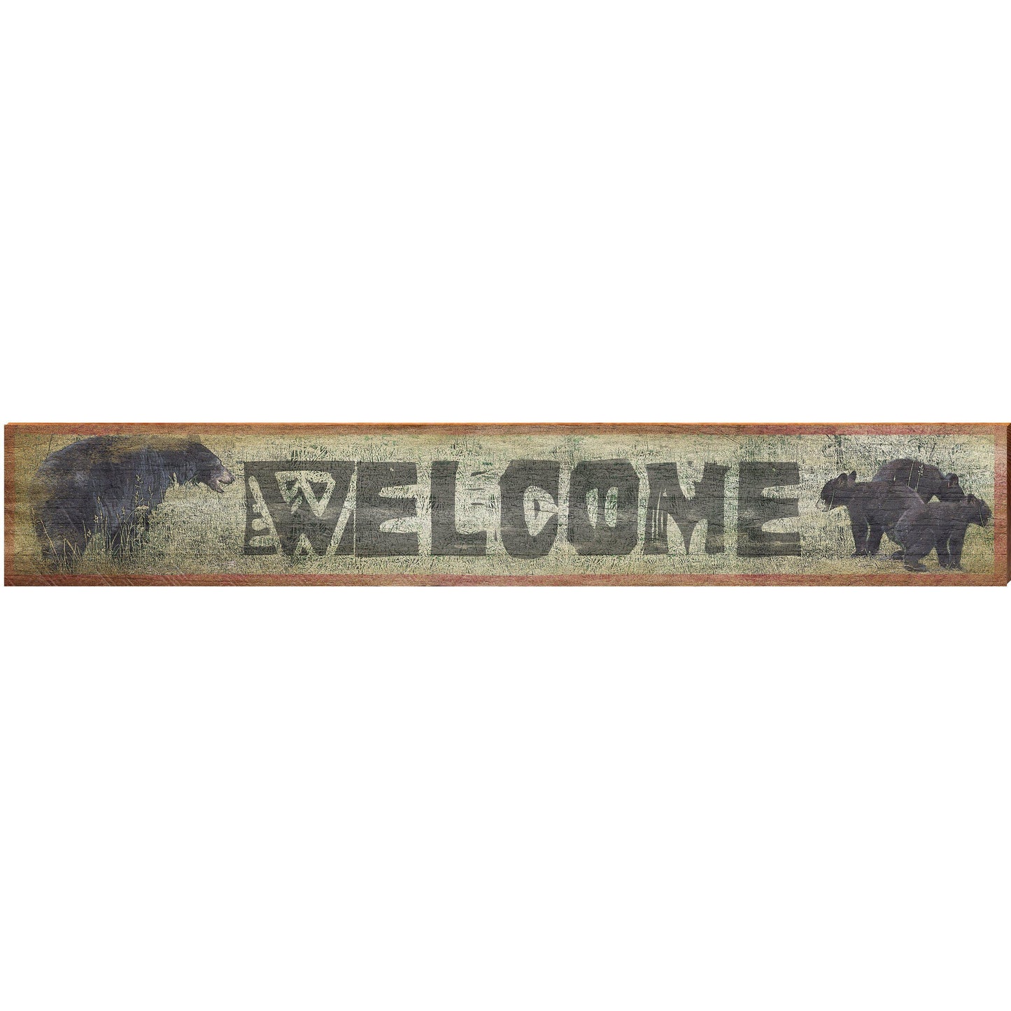 Welcome Black Bears | Wall Art Print on Real Wood