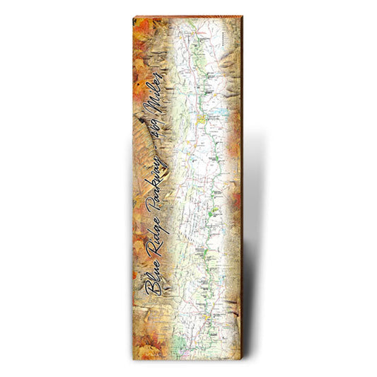 Blue Ridge Parkway Map Wooden Sign | Wall Art Print on Real Wood