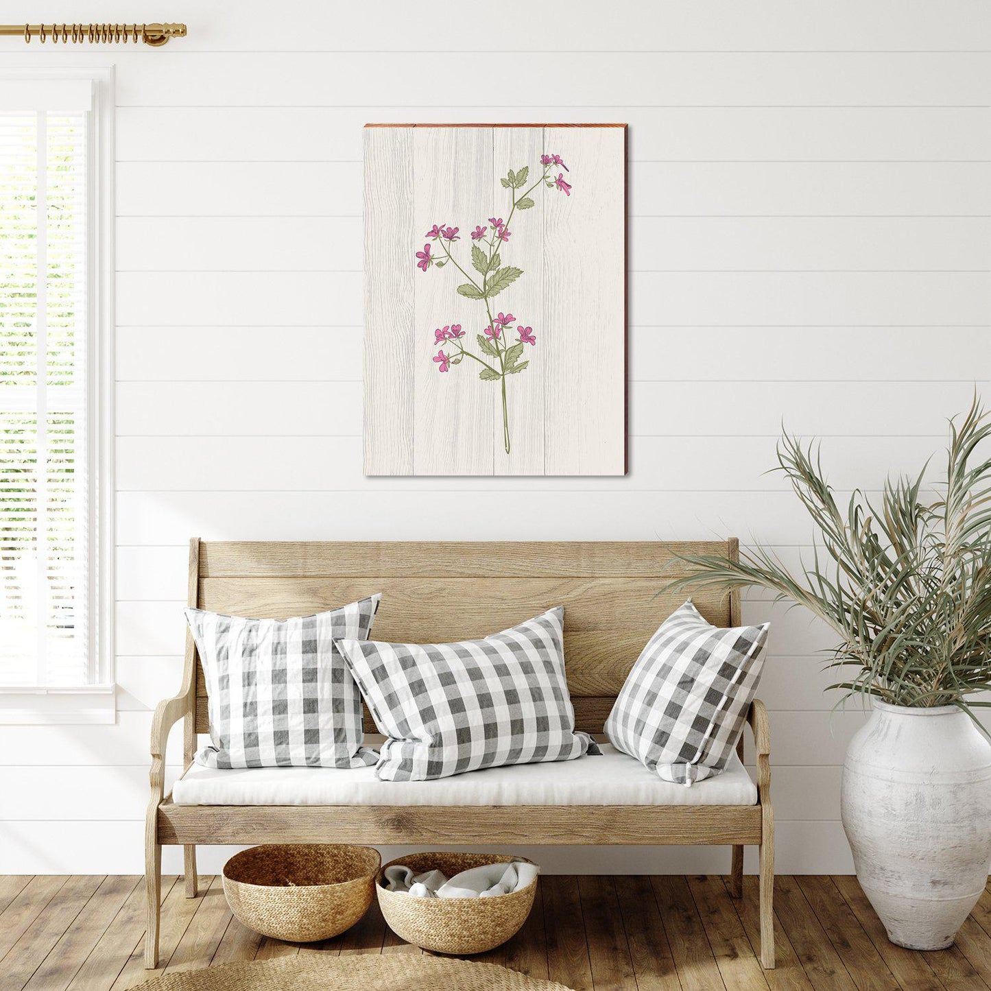 Vintage Botanical Blossom Spray | Wall Art Print on Real Wood