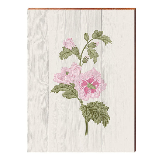 Botanical Hibiscus Flower Wooden Sign | Wall Art Print on Real Wood