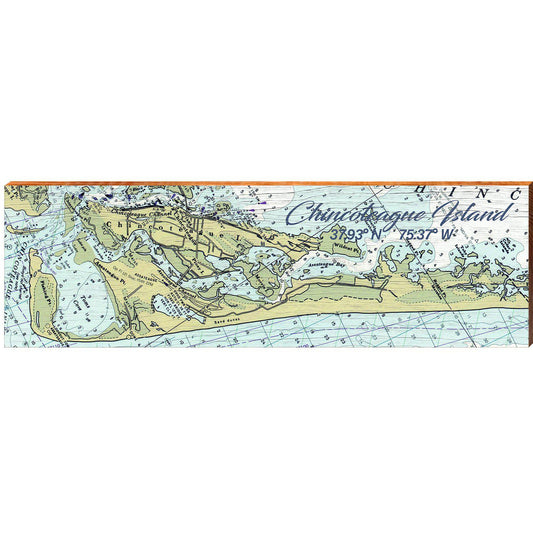 Chincoteague Island NOAA Chart Map | Wall Art Print on Real Wood