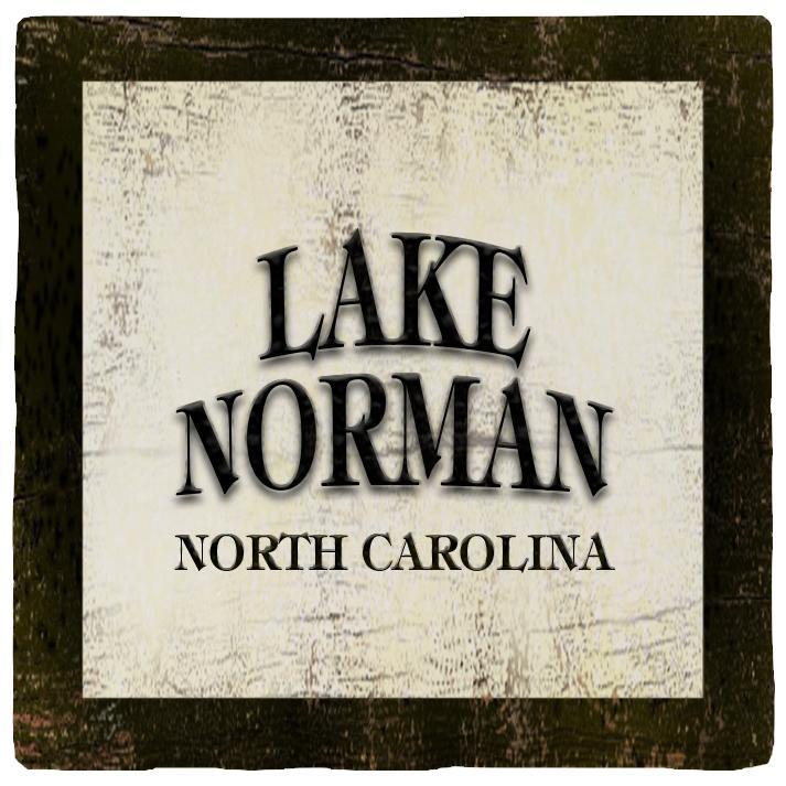 Lake Norman North Carolina Black & White | Absorbent Ceramic Drink Coaster