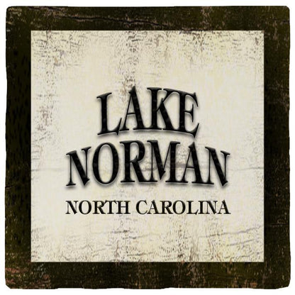 Lake Norman North Carolina Black & White | Absorbent Ceramic Drink Coaster
