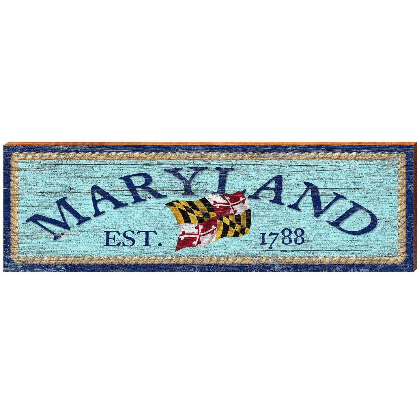 Maryland Flag Blue Rope Est. 1788 | Wall Art Print on Real Wood