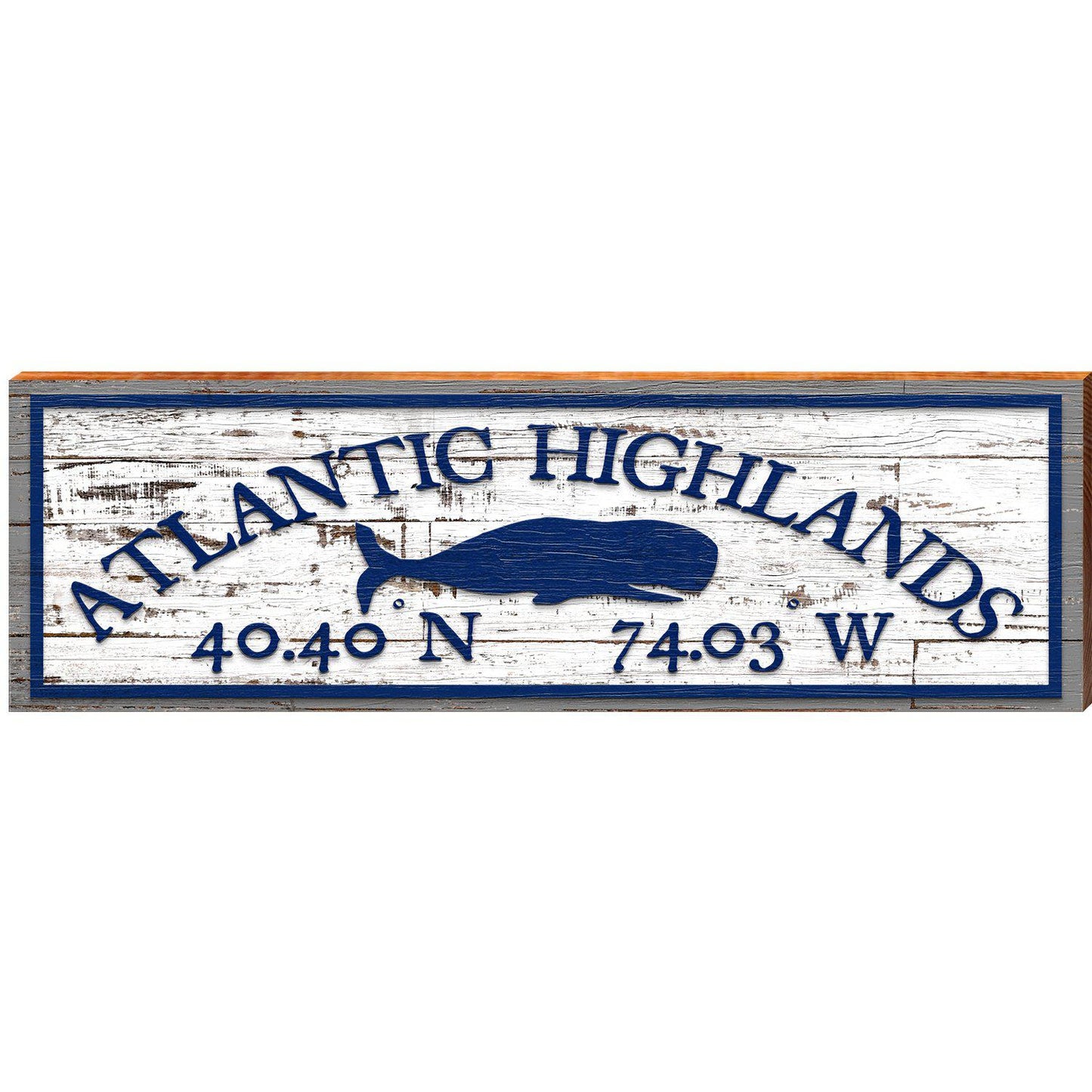 Atlantic Hightlands Whale White Shabby | Wall Art Print on Real Wood