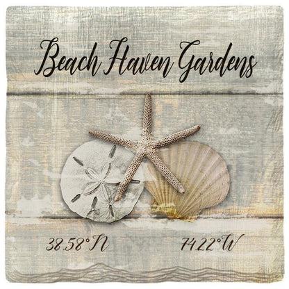 Beach Haven Gardens Triple Shells Grey | Absorbent Ceramic Drink Coaster