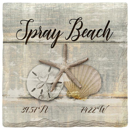 Spray Beach Triple Shells Grey | Absorbent Ceramic Drink Coaster
