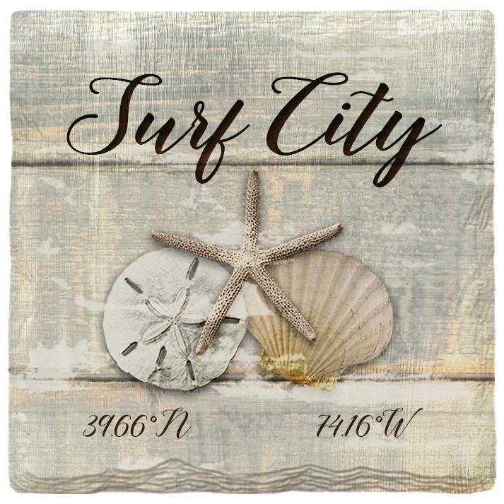Surf City Triple Shells Grey | Absorbent Ceramic Drink Coaster