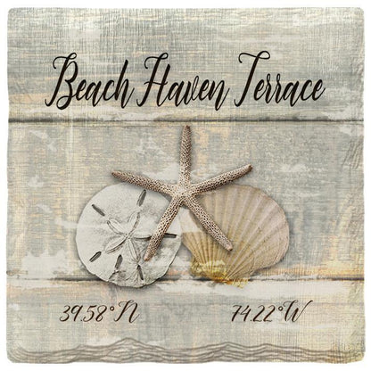 Beach Haven Terrace Triple Shells Grey | Absorbent Ceramic Drink Coaster