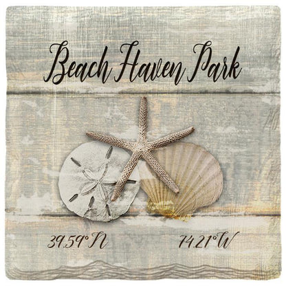 Beach Haven Park Triple Shells Grey | Absorbent Ceramic Drink Coaster