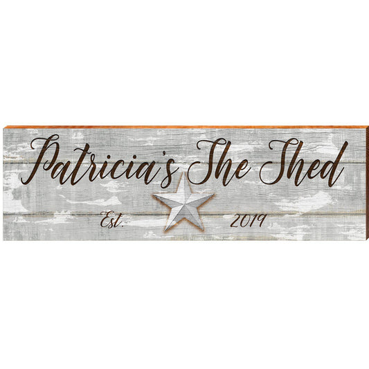 Patricia's She Shed Star Grey | Wall Art Print on Real Wood
