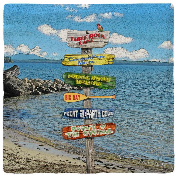 Table Rock Lake Lake Directional | Absorbent Ceramic Drink Coaster
