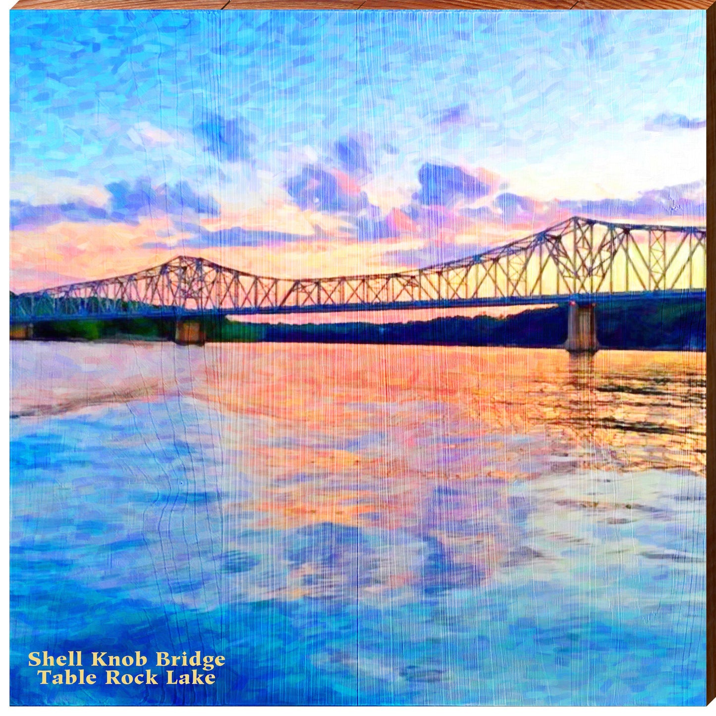 Shell Knob Bridge Sunset | Wall Art Print on Real Wood