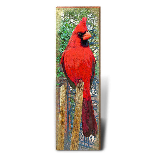 Perching Cardinal | Wall Art Print on Real Wood