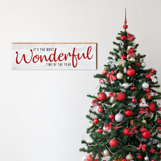 Most Wonderful Time Christmas Sign | Wall Art Print on Real Wood