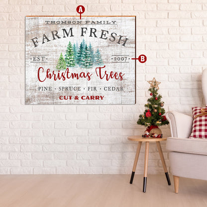 Custom Personalized Farm Fresh Christmas Trees Sign | Customizable Wall Art Print on Real Wood