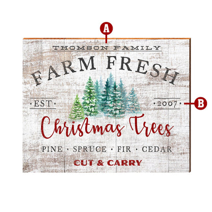 Custom Personalized Farm Fresh Christmas Trees Sign | Customizable Wall Art Print on Real Wood