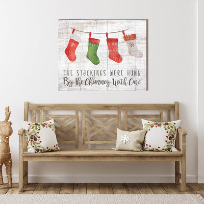 Stockings Were Hung Christmas Sign | Wall Art Print on Real Wood | Holiday Decor