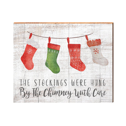 Stockings Were Hung Christmas Sign | Wall Art Print on Real Wood | Holiday Decor