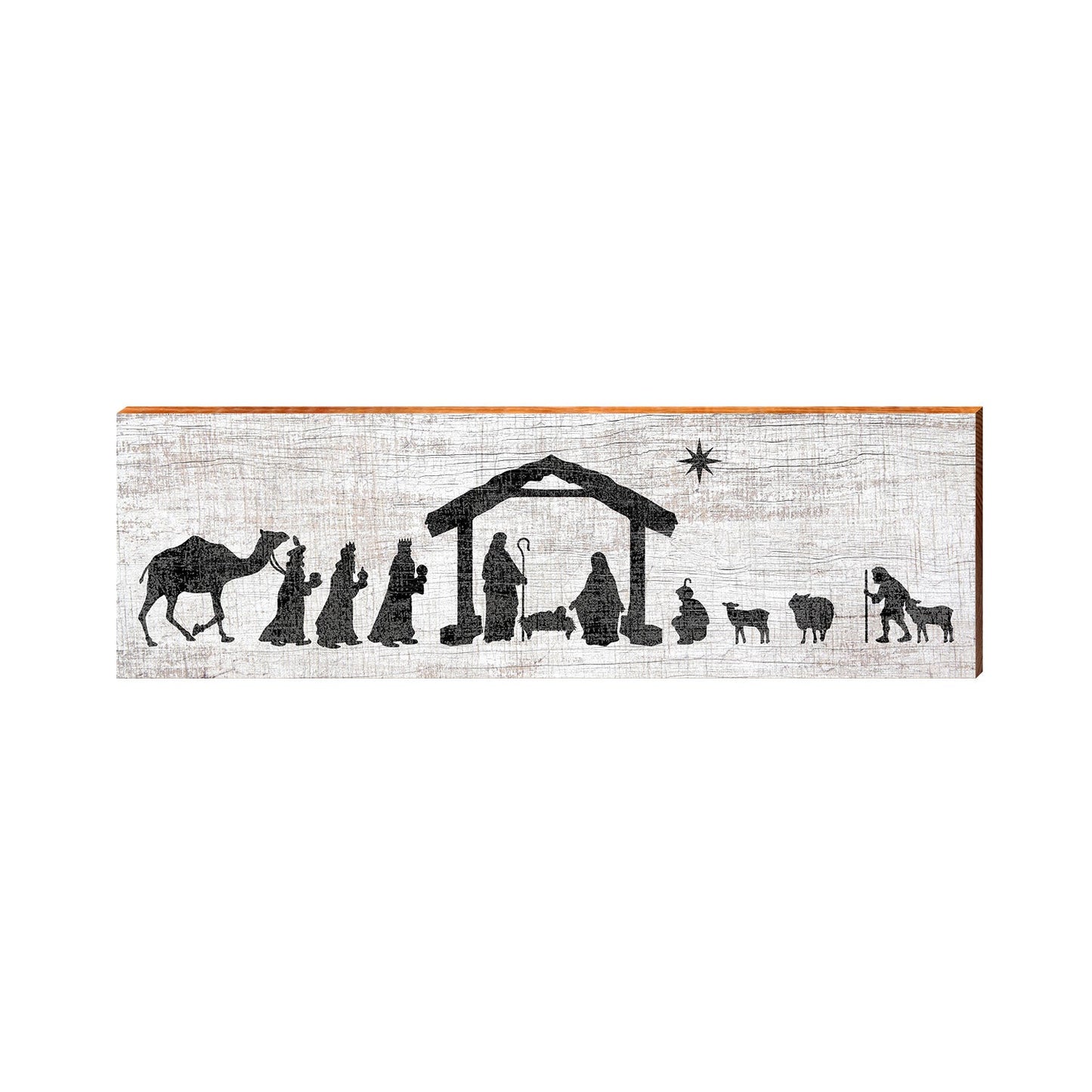 Nativity Scene Christmas Sign | Wall Art Print on Real Wood