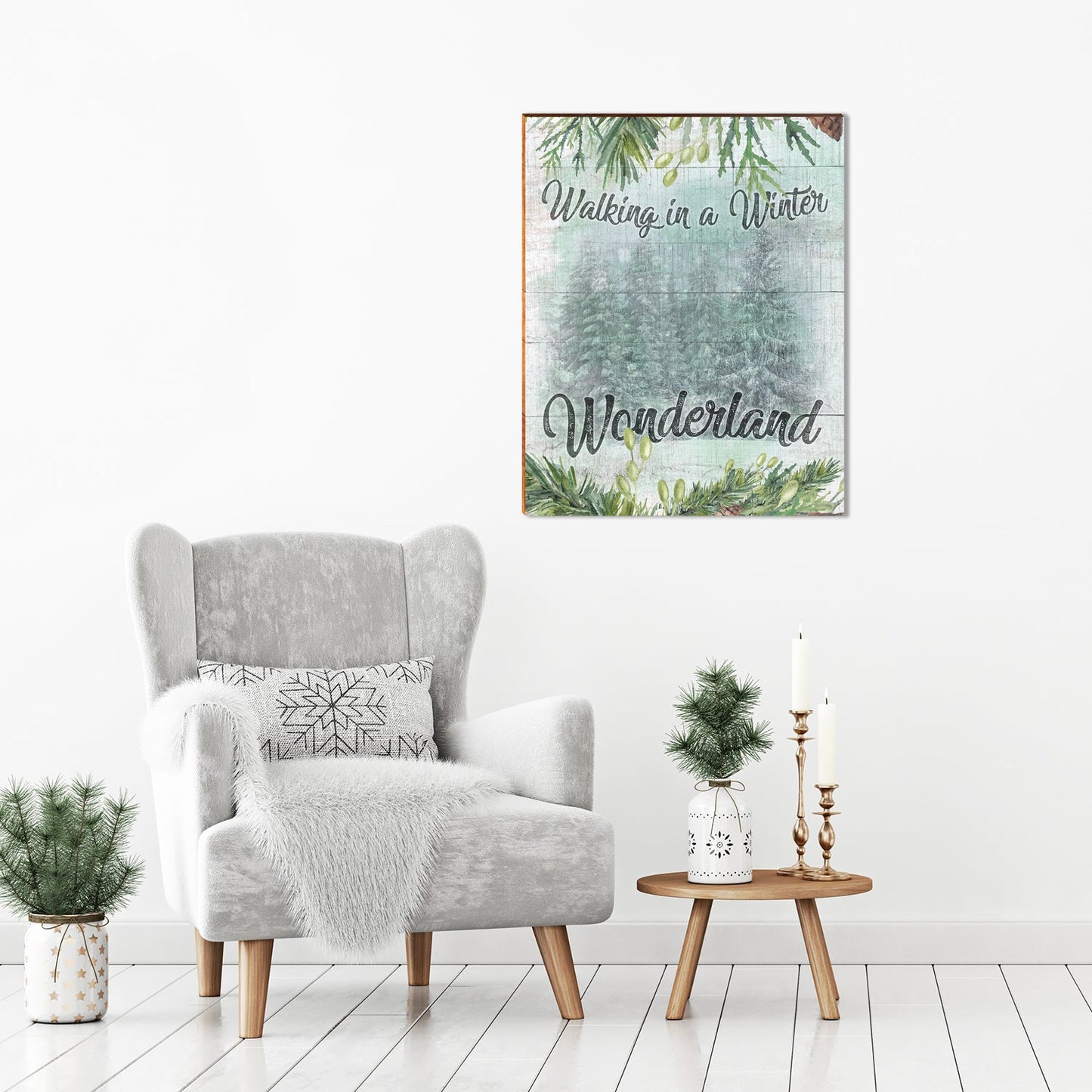 Winter Wonderland Christmas Sign | Wall Art Print on Real Wood