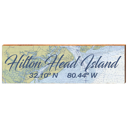 Hilton Head Island, South Carolina Latitude Longitude Wooden Sign | Wall Art Print on Real Wood