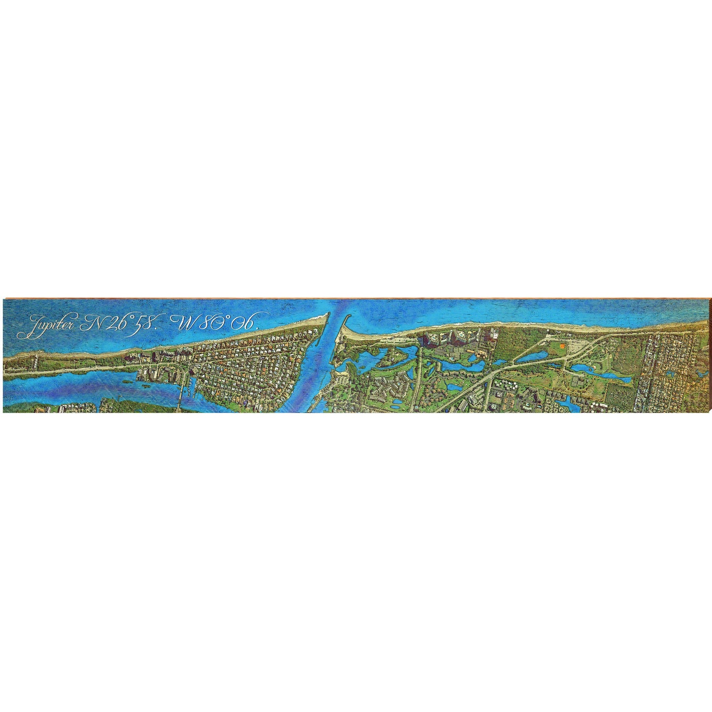 Jupiter Florida Map | Wall Art Print on Real Wood