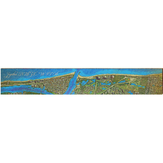Jupiter Florida Map | Wall Art Print on Real Wood