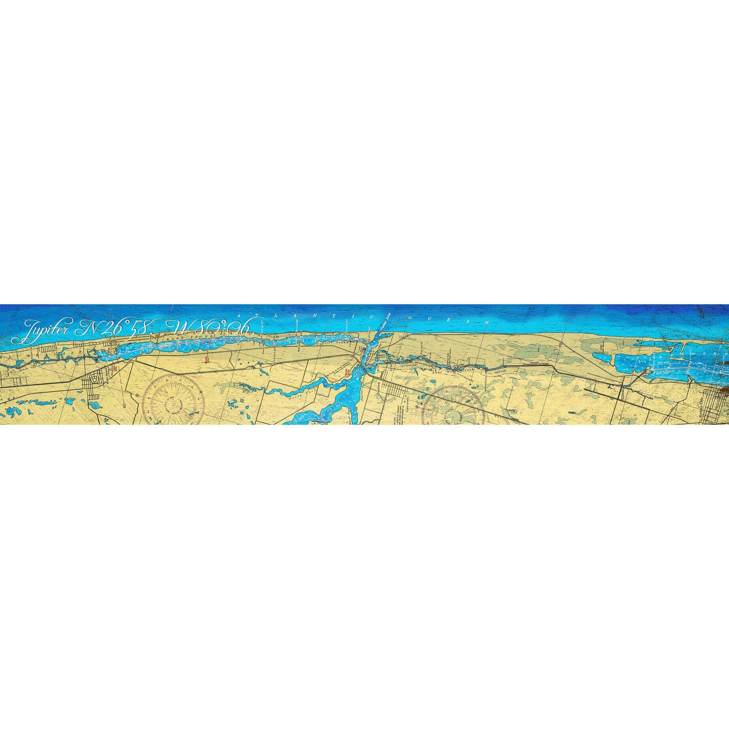 Jupter Florida NOAA Chart | Wall Art Print on Real Wood