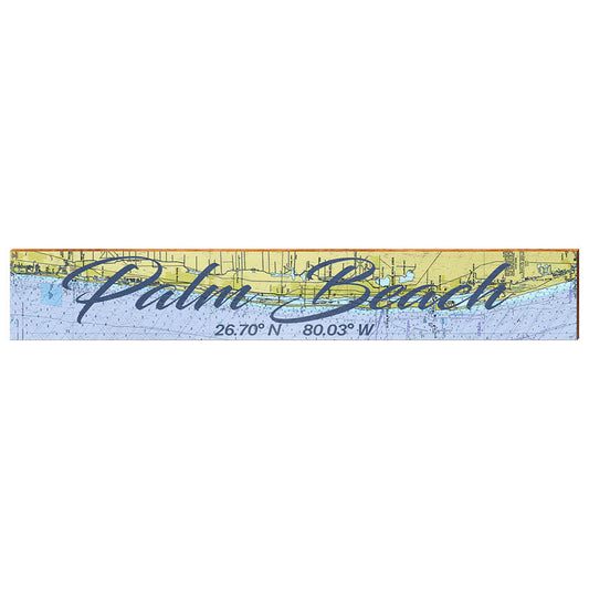 Palm Beach, Florida Latitude Longitude Map Wooden Sign | Wall Art Print on Real Wood