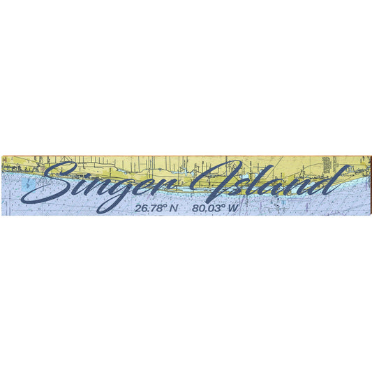 Singer Island, Florida Navigational Chart Large Wall Art | Wall Art Print on Real Wood