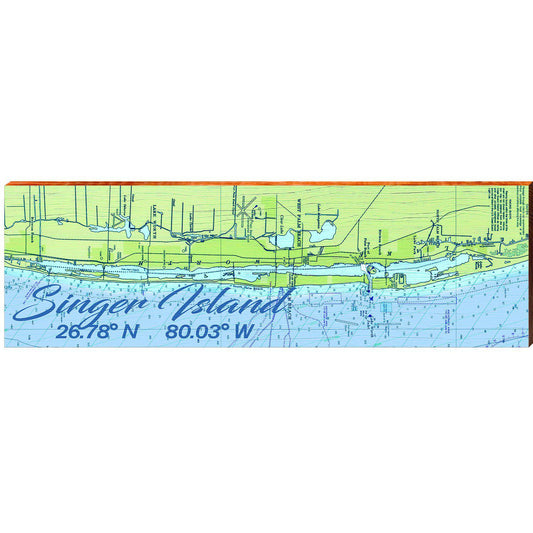 Singer Island NOAA Chart | Wall Art Print on Real Wood