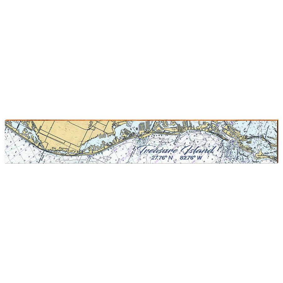 Treasure Island, Florida Navigational Chart Large Wall Art | Wall Art Print on Real Wood