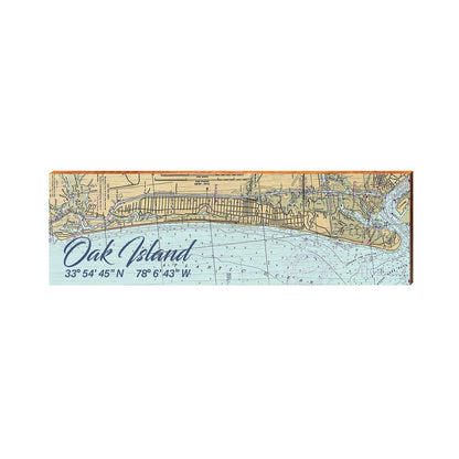 Oak Island NOAA Chart Map | Wall Art Print on Real Wood