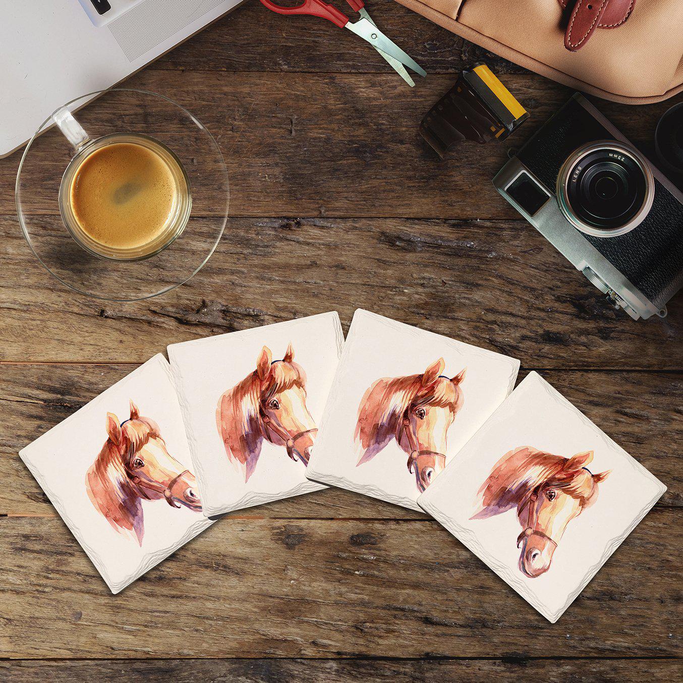 Horse Face | Drink Coaster with Cork Backing