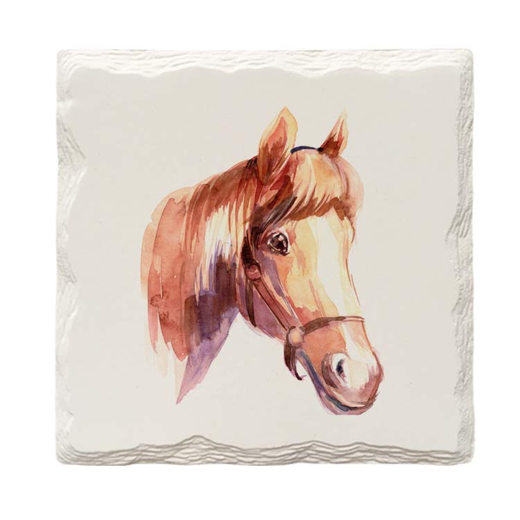 Horse Face | Drink Coaster with Cork Backing