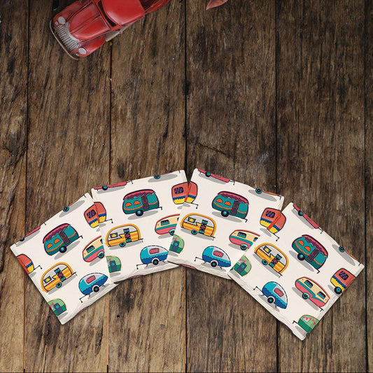 Colorful Campers |Drink Coaster