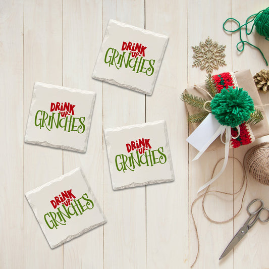 Holiday Christmas Drink Up Grinches | Drink Coaster