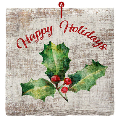 Customizable Holiday Christmas Holly | Drink Coaster