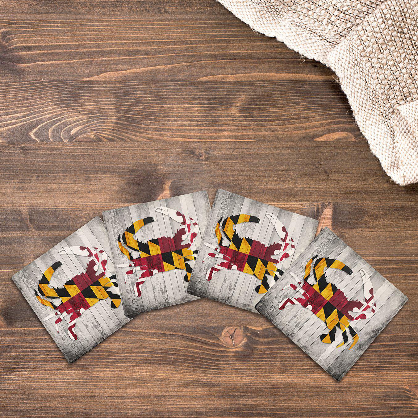 Maryland State Flag Crab | Drink Coaster with Cork Backing