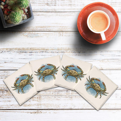 Blue Crab Absorbent Ridged Ceramic with Cork Backing