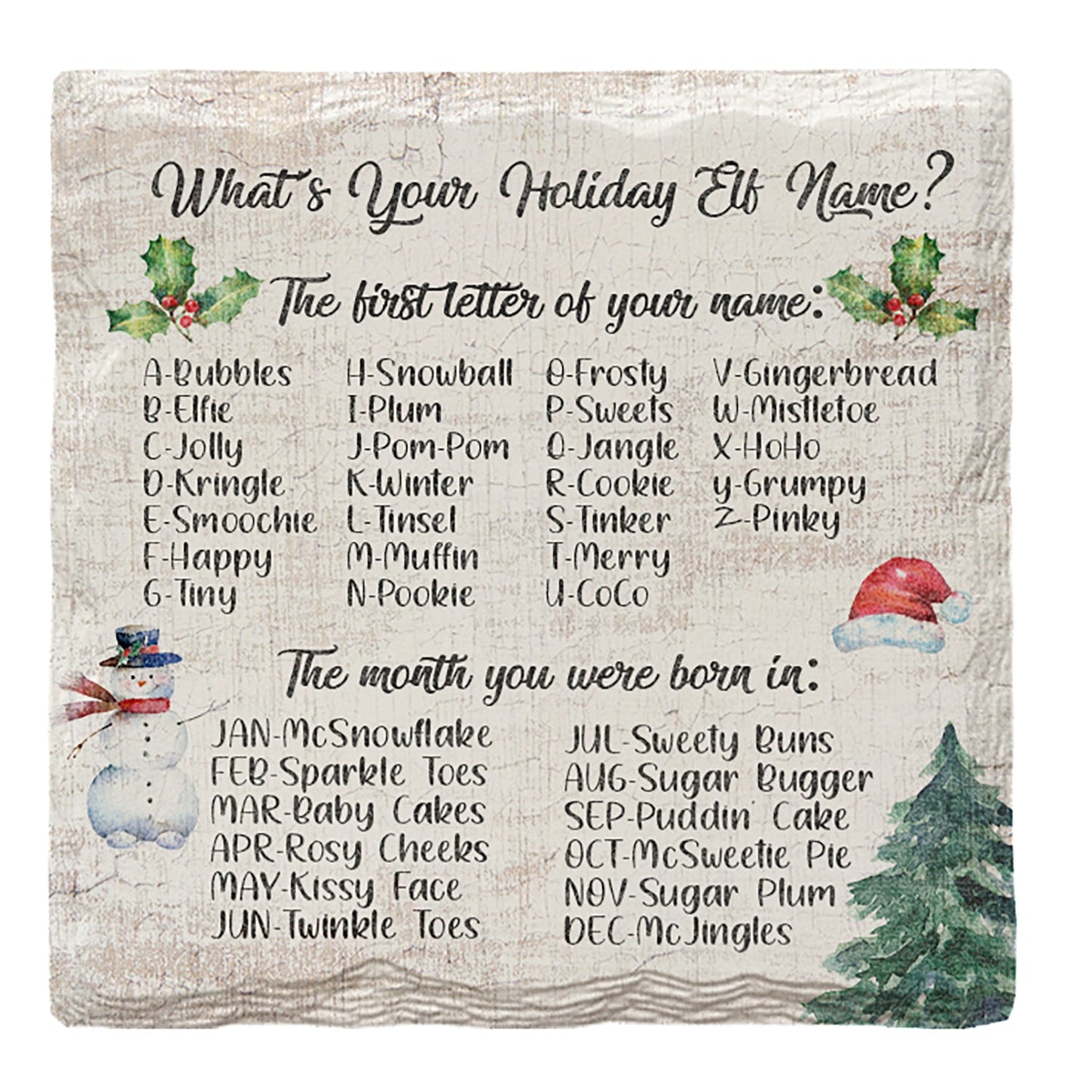 Holiday Christmas Elf Name | Drink Coaster