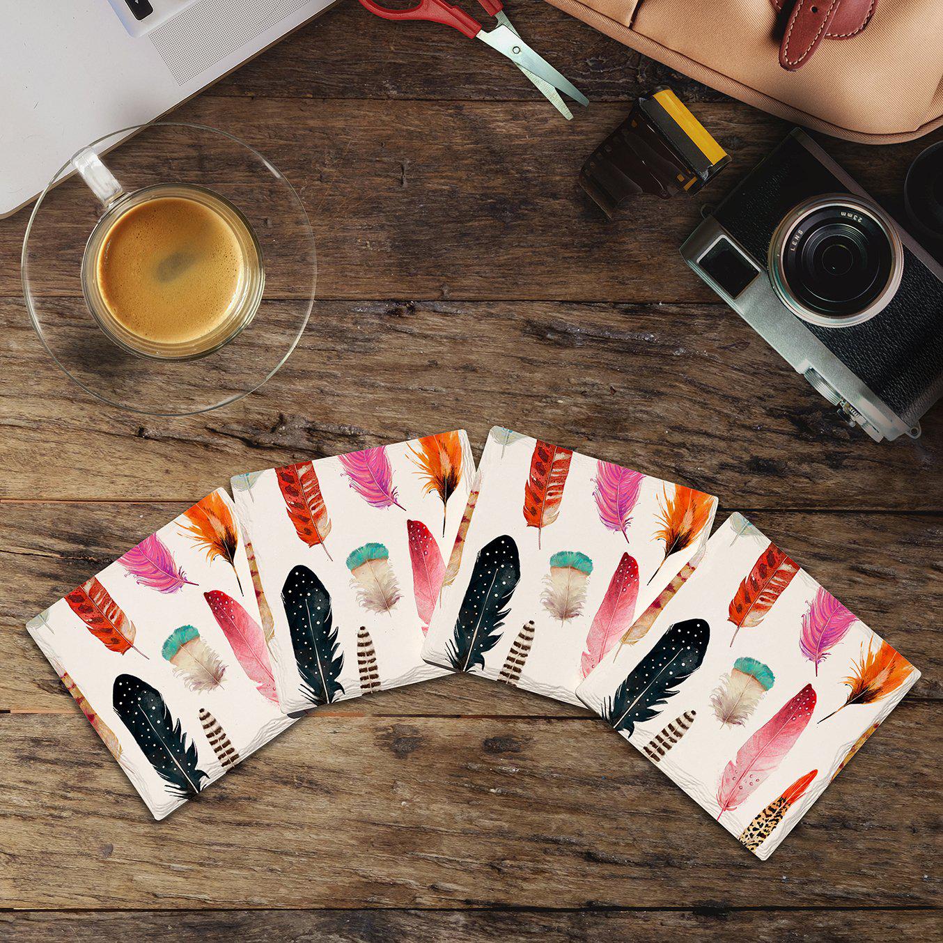 Colorful Feathers |Drink Coaster