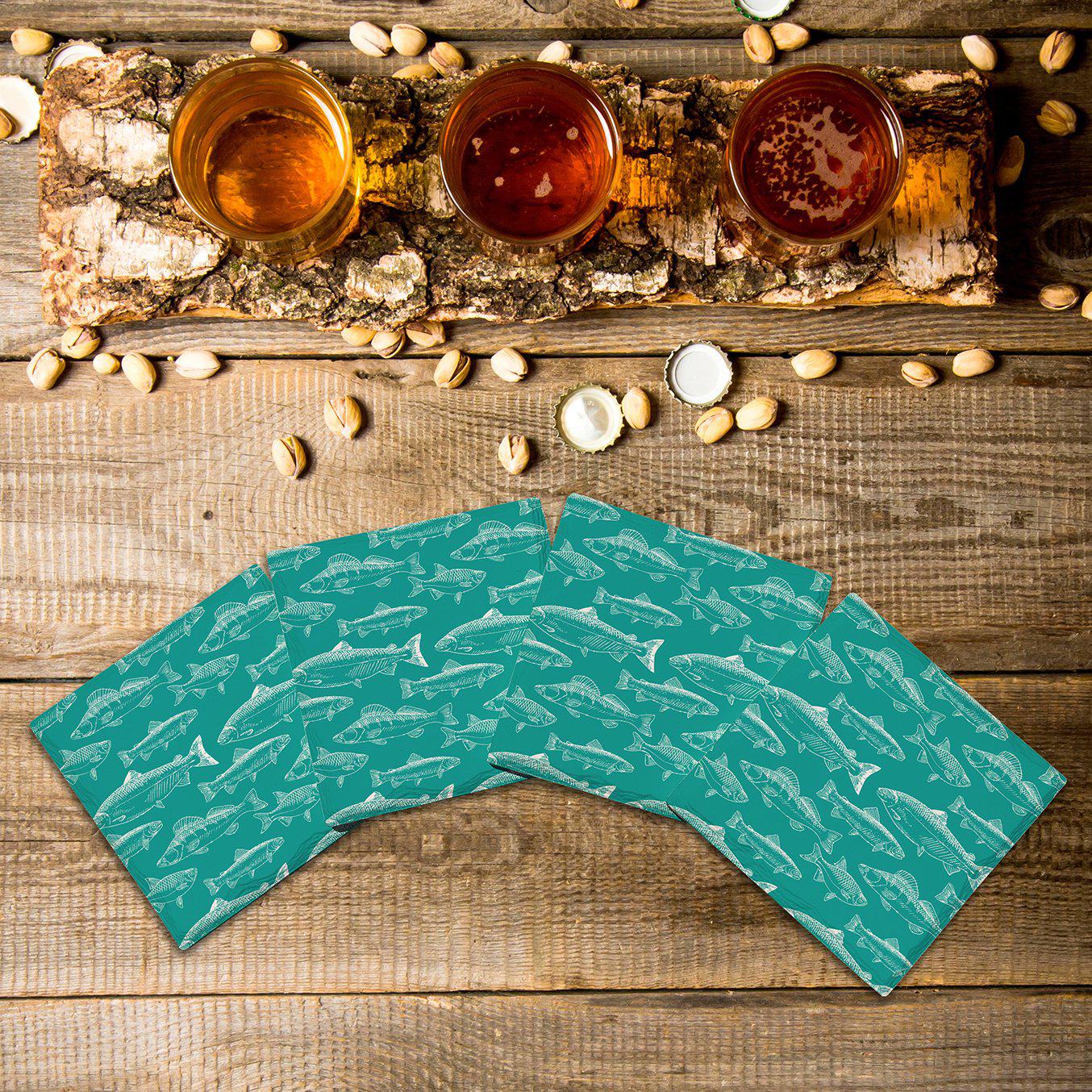 Teal Trout Pattern |Drink Coaster