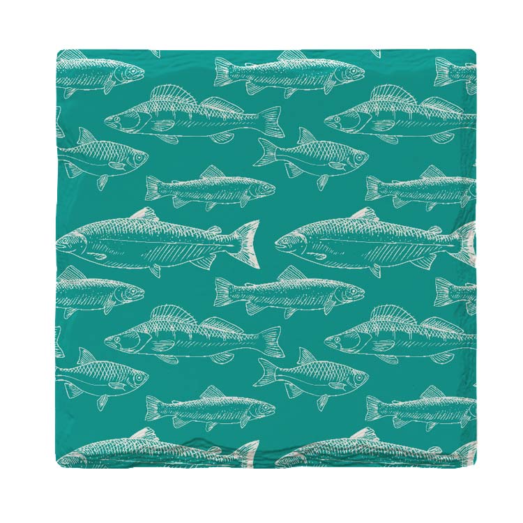 Teal Trout Pattern |Drink Coaster