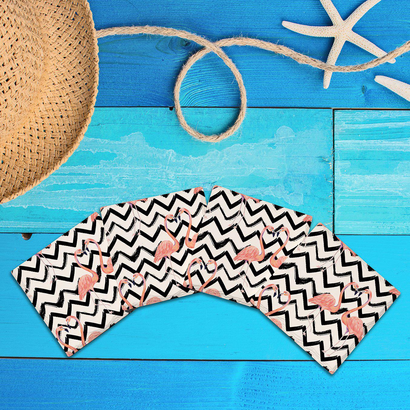 Chevron Flamingos |Drink Coaster