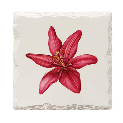 Lily Flower | Drink Coaster with Cork Backing